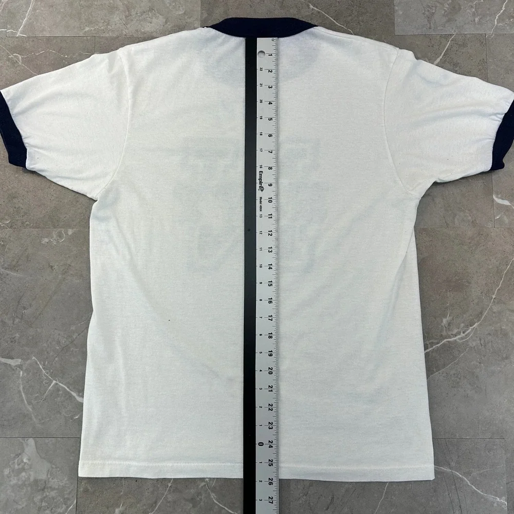 80s Vintage Navy Midshipmen Graphic Ringer Tee Mens Large Distressed Shirt